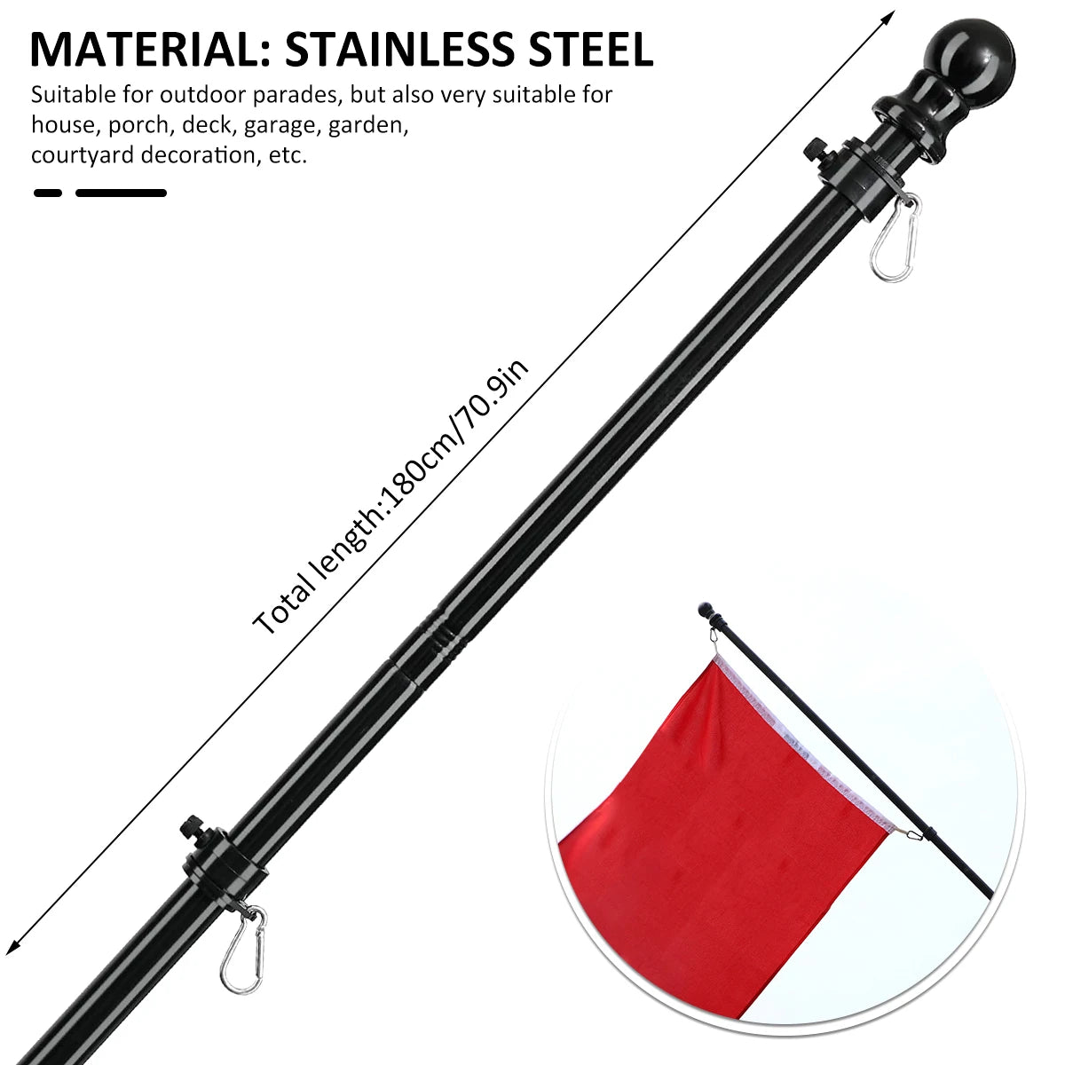 1.8m Telescopic Flag Pole