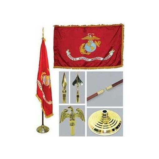 Marine 3ft x 5ft Flag, Flagpole, Base, and Tassel