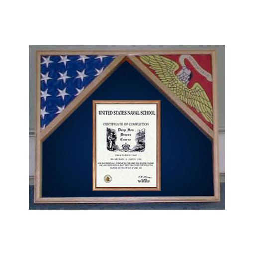 Marine Corps 2 Flags Certificate Display Case