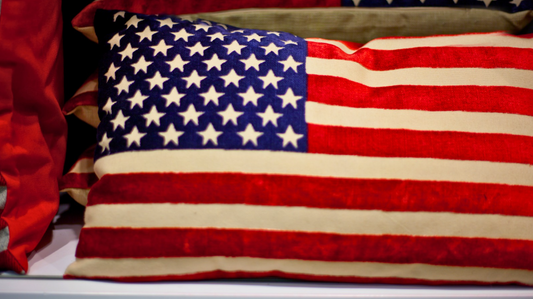 American Flag pillows on display