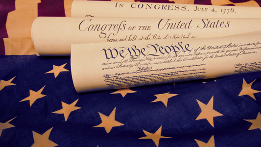 American flag show with Congressional Documents