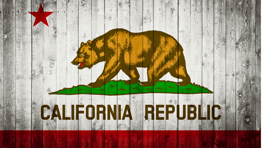 California Flag painted on white wooden fence