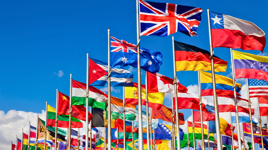 A spectacular display of multiple flag poles with different country flags