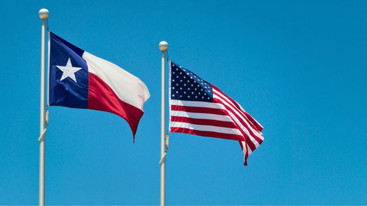 USA and Texas Flags Displayed Together