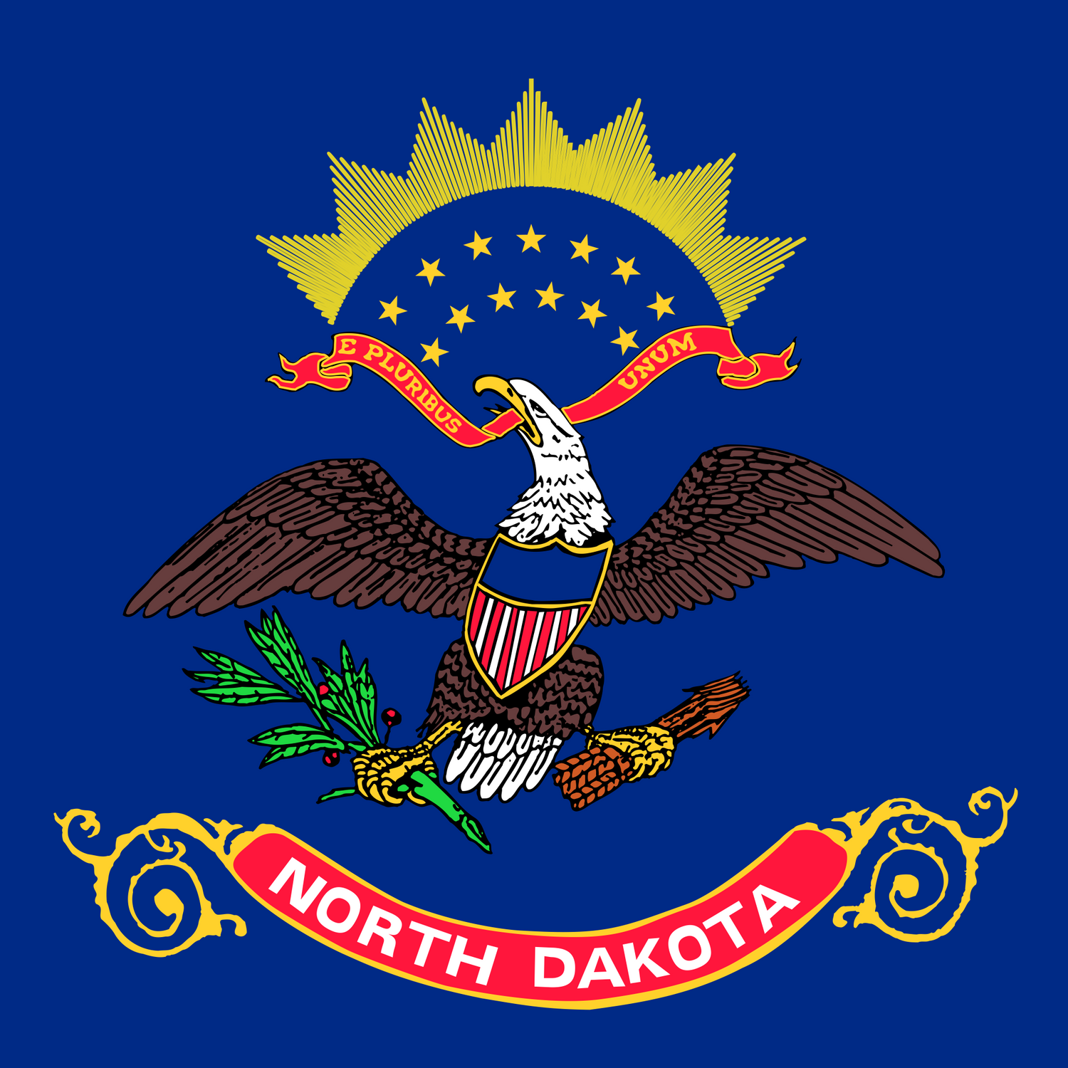 US State: North Dakota ND flag