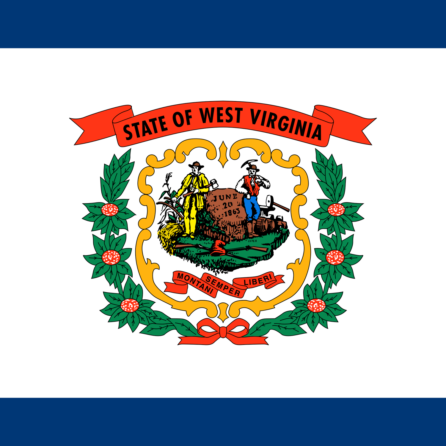 US State: West Virginia WV flag