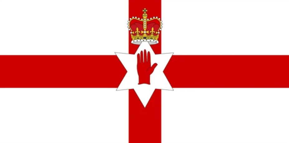 A close-up of the Northern Ireland Flag