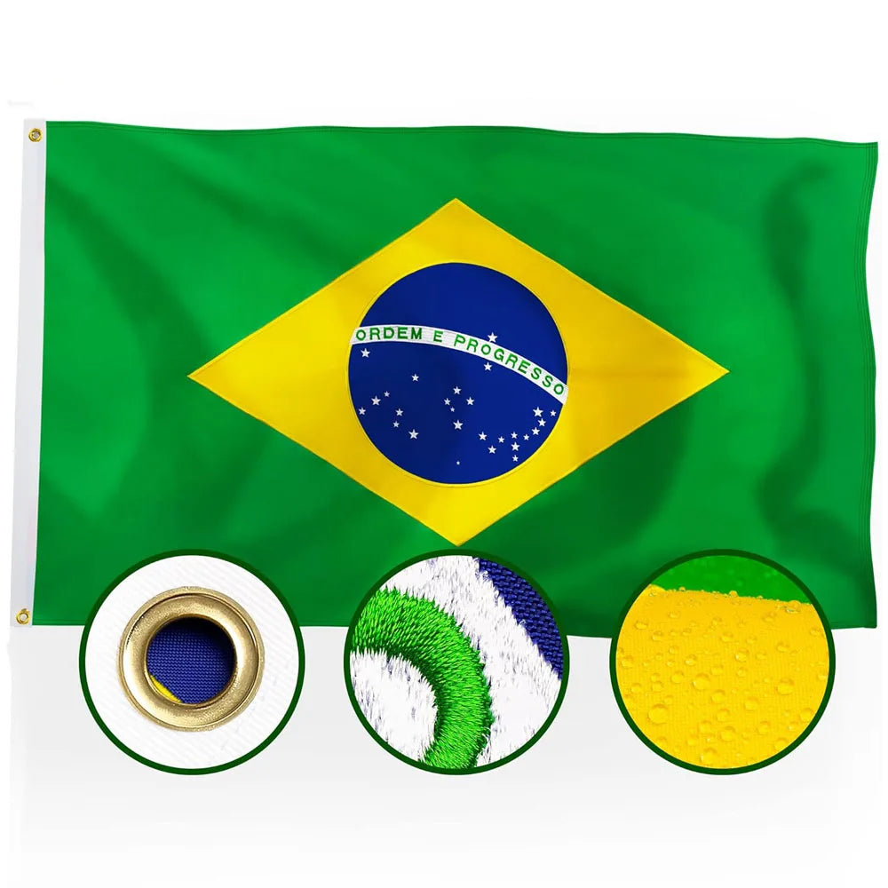 Embroidered Brazil Flag – Premium Nylon Outdoor