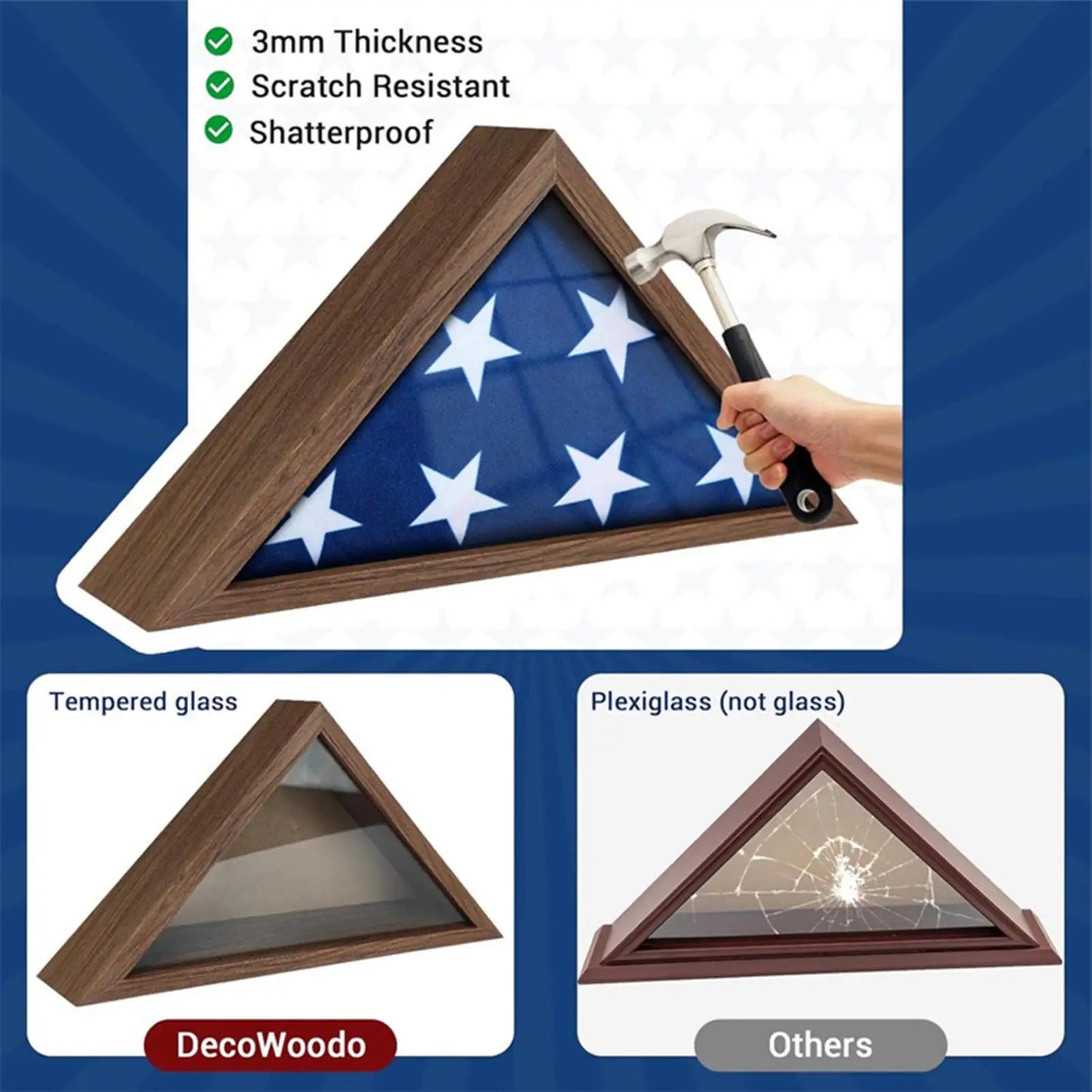 Wooden Triangle Flag Display Case