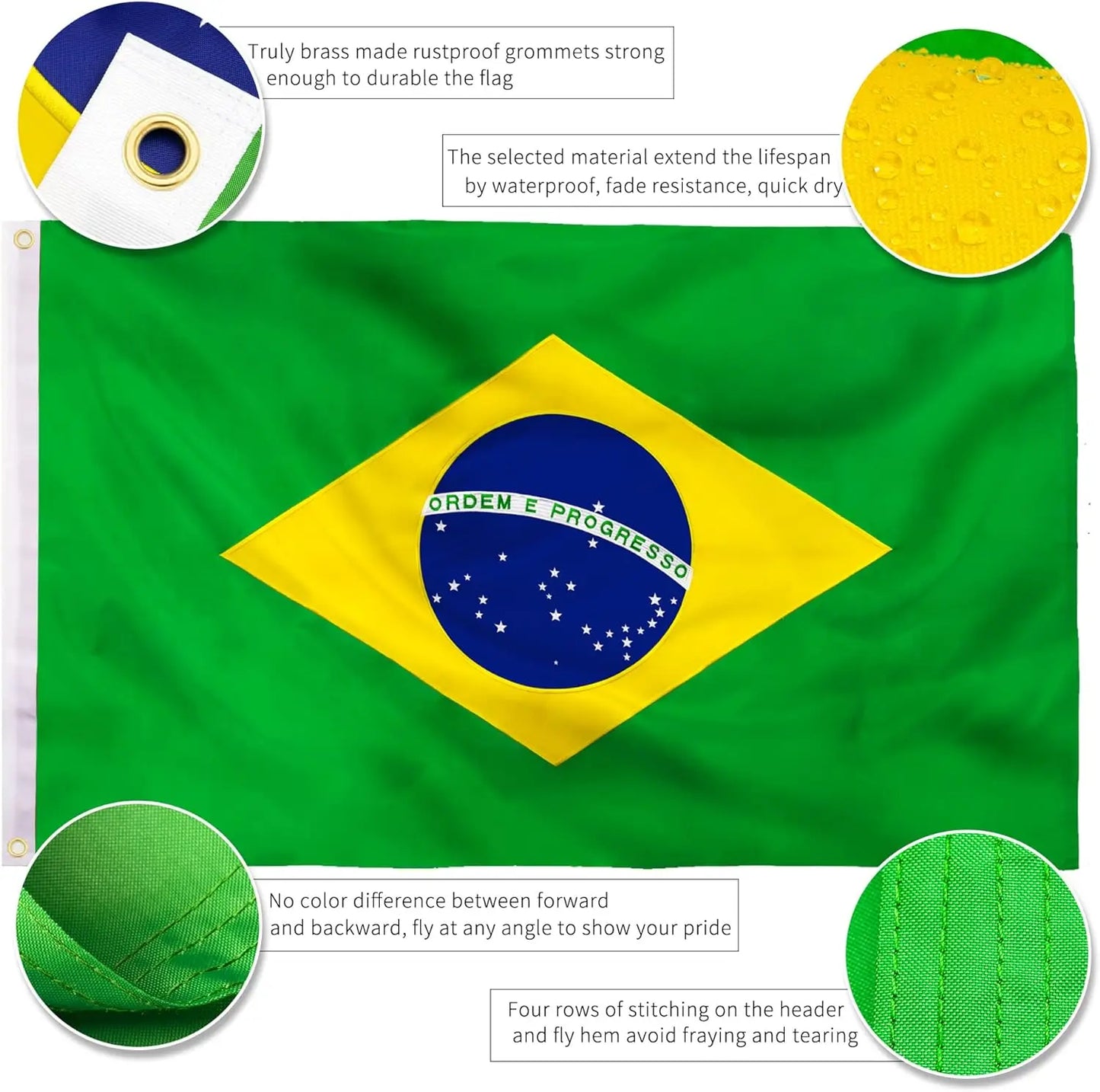Embroidered Brazil Flag – Premium Nylon Outdoor