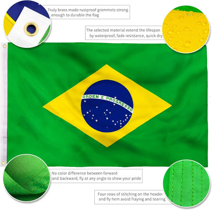 Embroidered Brazil Flag – Premium Nylon Outdoor