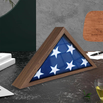 Wooden Triangle Flag Display Case