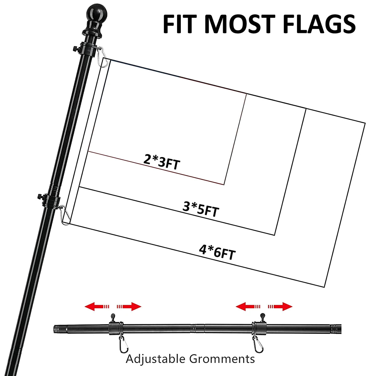 1.8m Telescopic Flag Pole