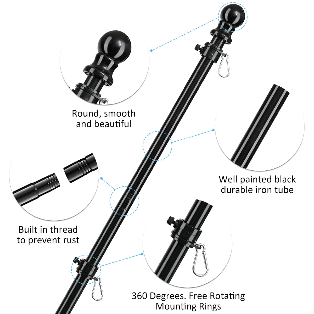 1.8m Telescopic Flag Pole