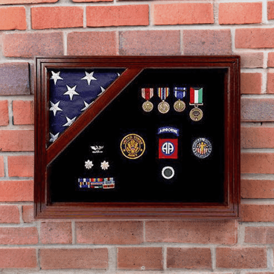 Army Flag and medal Corner flag display case