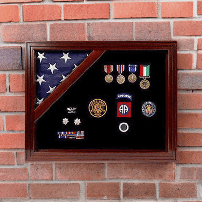 Army Flag and medal Corner flag display case