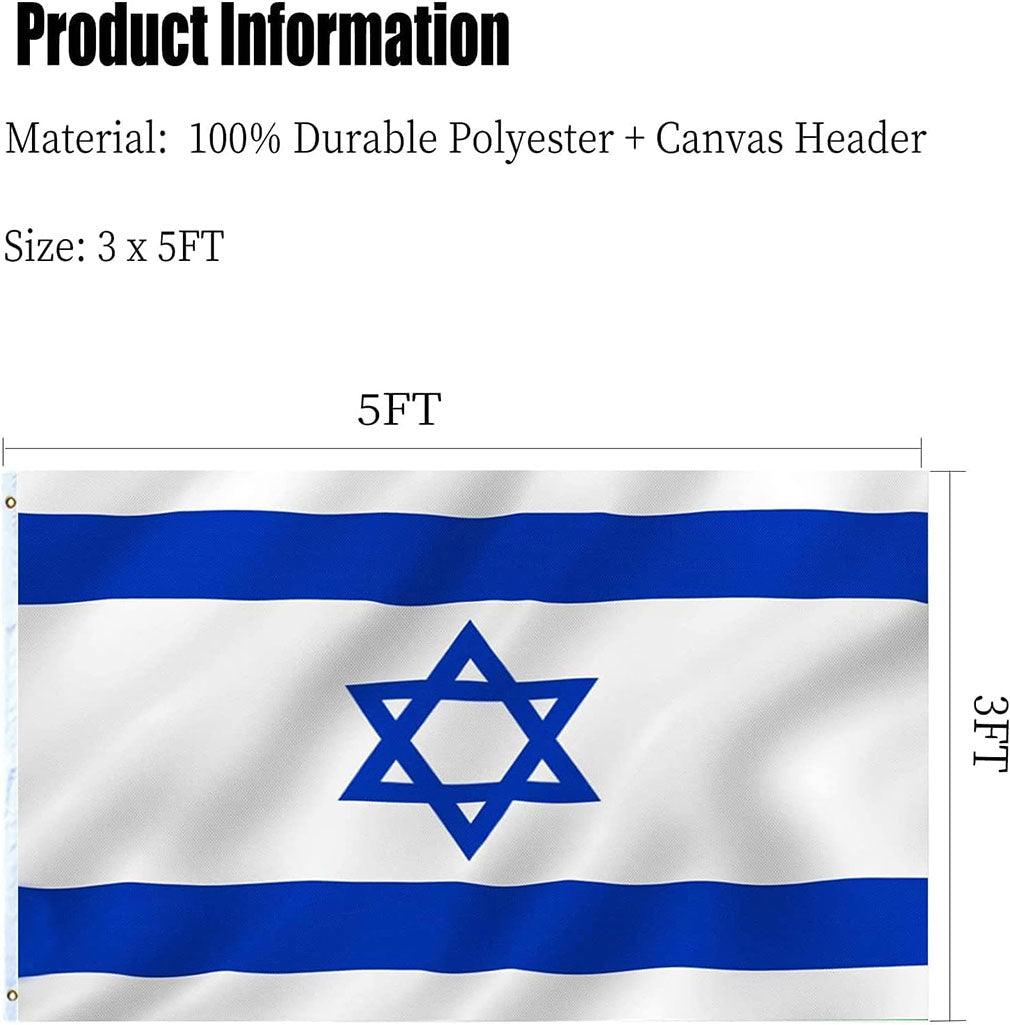Embroidered Israel Flag 3x5ft – Double-Sided for Outdoor Display