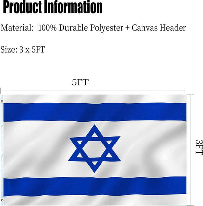 Embroidered Israel Flag 3x5ft – Double-Sided for Outdoor Display