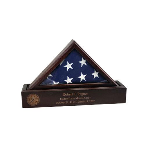 Flag and Personalized Pedestal Display Case, for American Flag