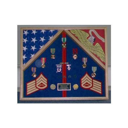 Marine Corps 2 Flag Shadow Box Display Case