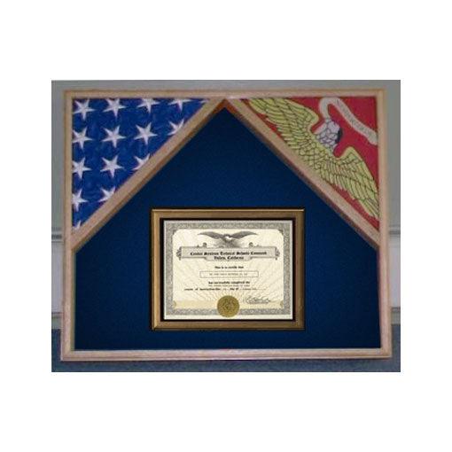 Marine Corps 2 Flags Certificate Display Case